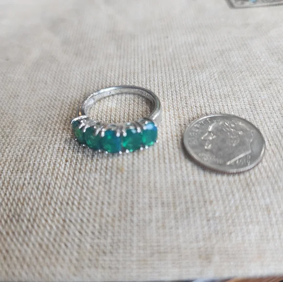 Genuine Ethiopian OPAL STERLING Silver Ring SIZE 6.5 - Picture 11 of 12